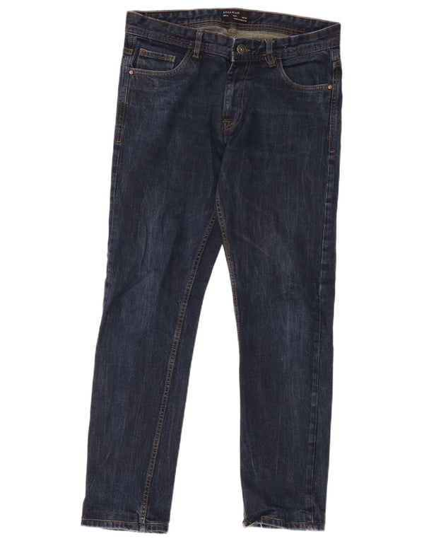 Zara Mens Slim Jeans EU 40 Medium W32 L29 Navy Blue Cotton
