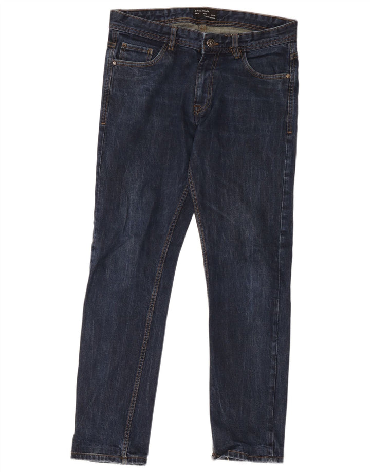 Zara Mens Slim Jeans EU 40 Medium W32 L29 Navy Blue Cotton