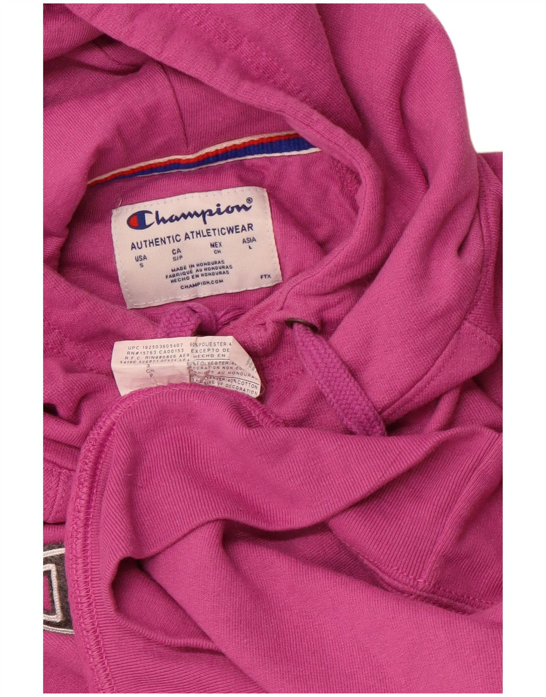 CHAMPION Womens Graphic Hoodie Jumper UK 10 Small Pink Polyester
