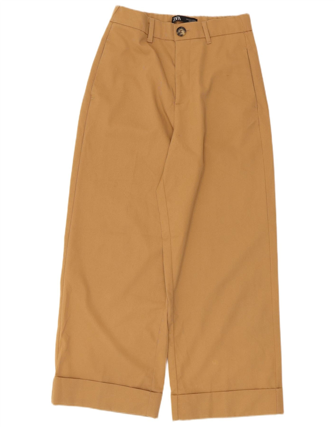 Zara Womens Wide Leg Chino Trousers Small W26 L26 Beige Polyester