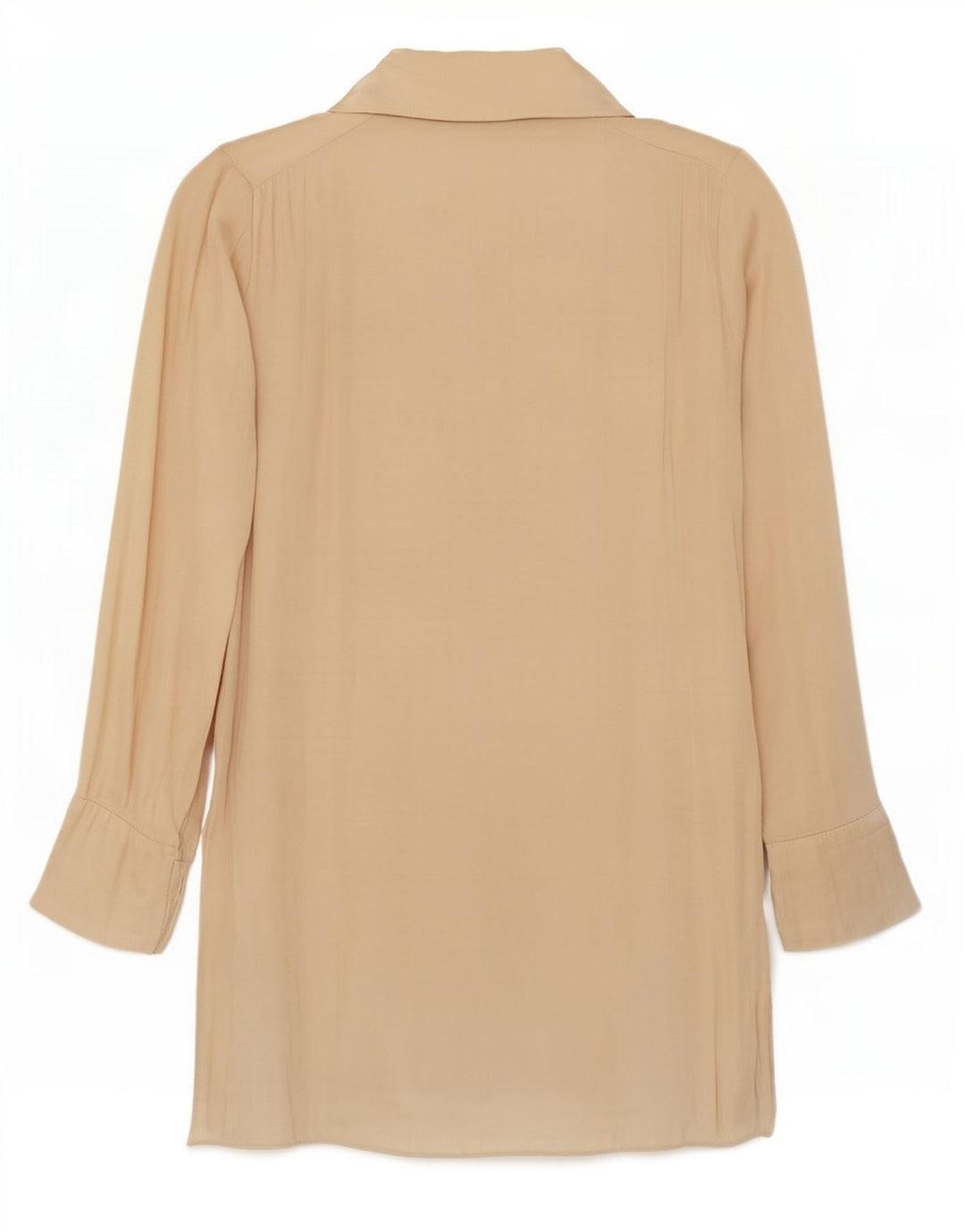Zara Womens Long Sleeve Oversized Shirt Dress UK 10 Small Beige Polyester