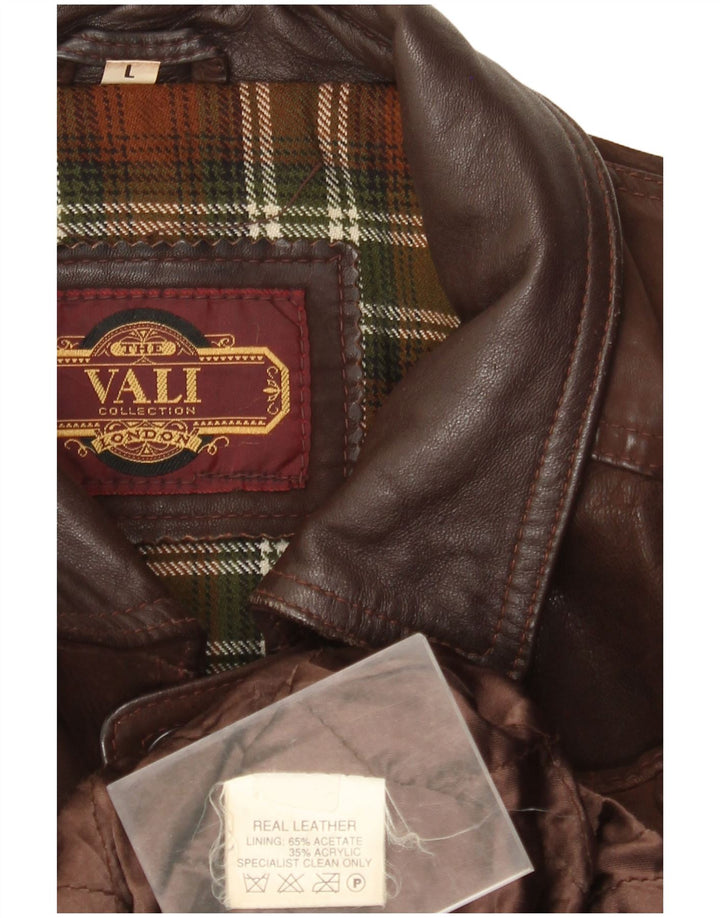 Vali Collection Mens Leather Jacket UK 40 Large Brown Leather