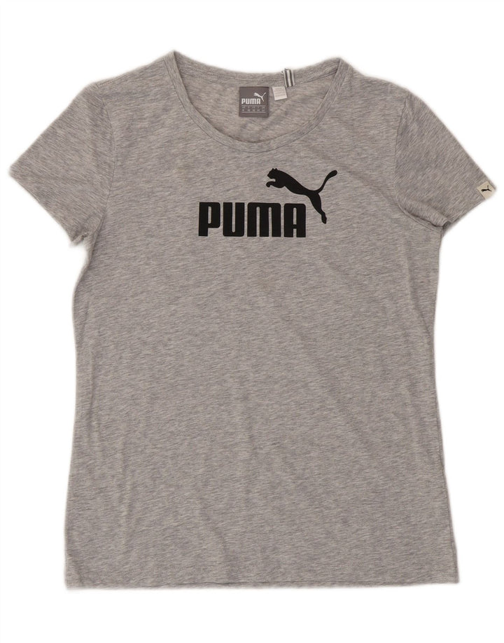 Puma Womens Graphic T-Shirt Top UK 12 Medium Grey Polyester