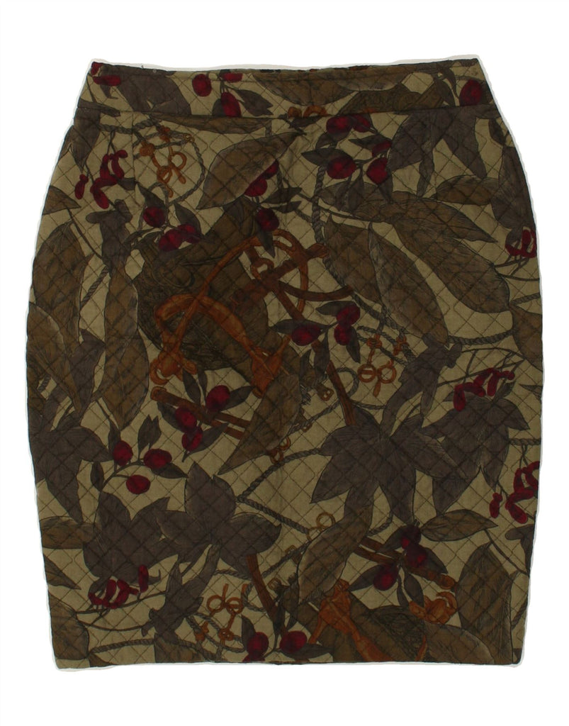 VINTAGE Womens Quilted Pencil Skirt W28 Medium  Khaki Floral | Vintage Vintage | Thrift | Second-Hand Vintage | Used Clothing | Messina Hembry 