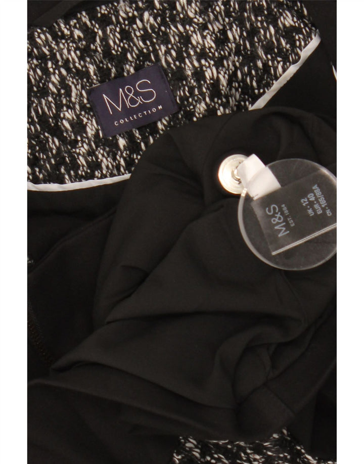 MARKS & SPENCER Womens Crop Blazer Jacket UK 12 Medium  Black Flecked