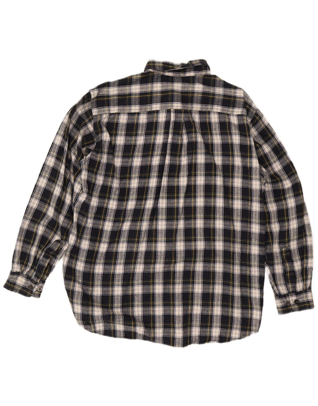 L.L.BEAN Mens Flannel Shirt Large Navy Blue Check Cotton