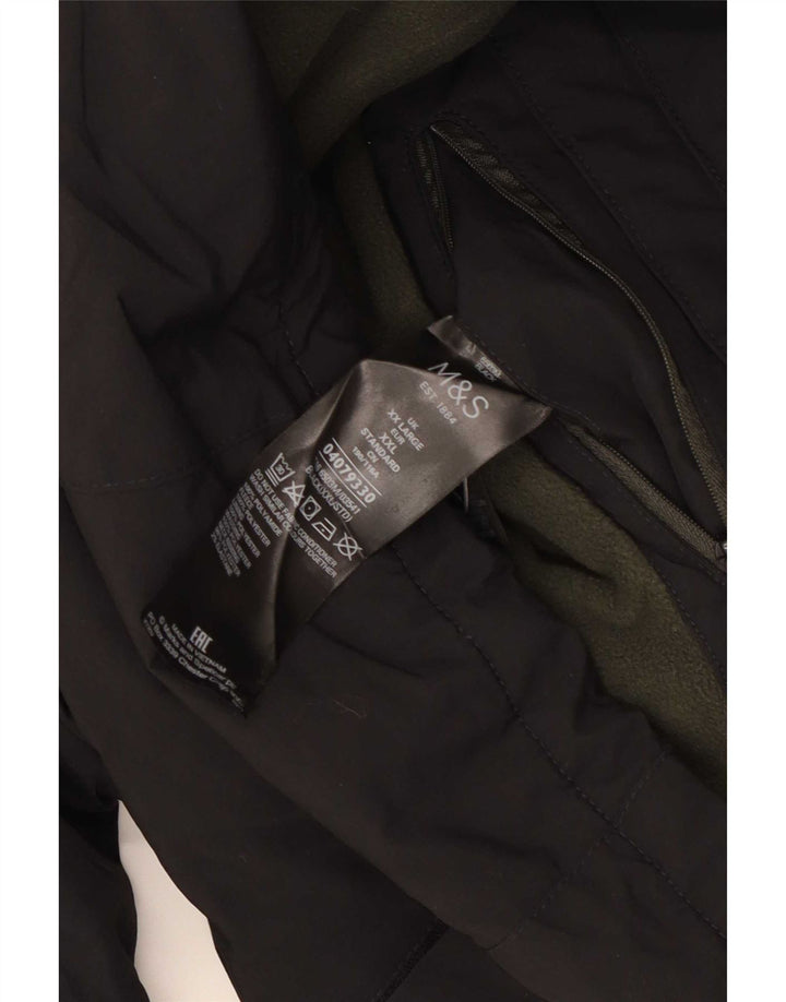 Marks & Spencer Mens Hooded Windbreaker Jacket UK 44 2XL Black Polyester