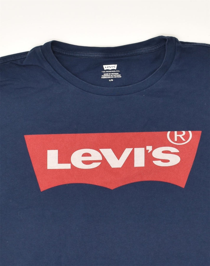 LEVI'S Mens Graphic T-Shirt Top Large Navy Blue Cotton | Vintage Levi's | Thrift | Second-Hand Levi's | Used Clothing | Messina Hembry 