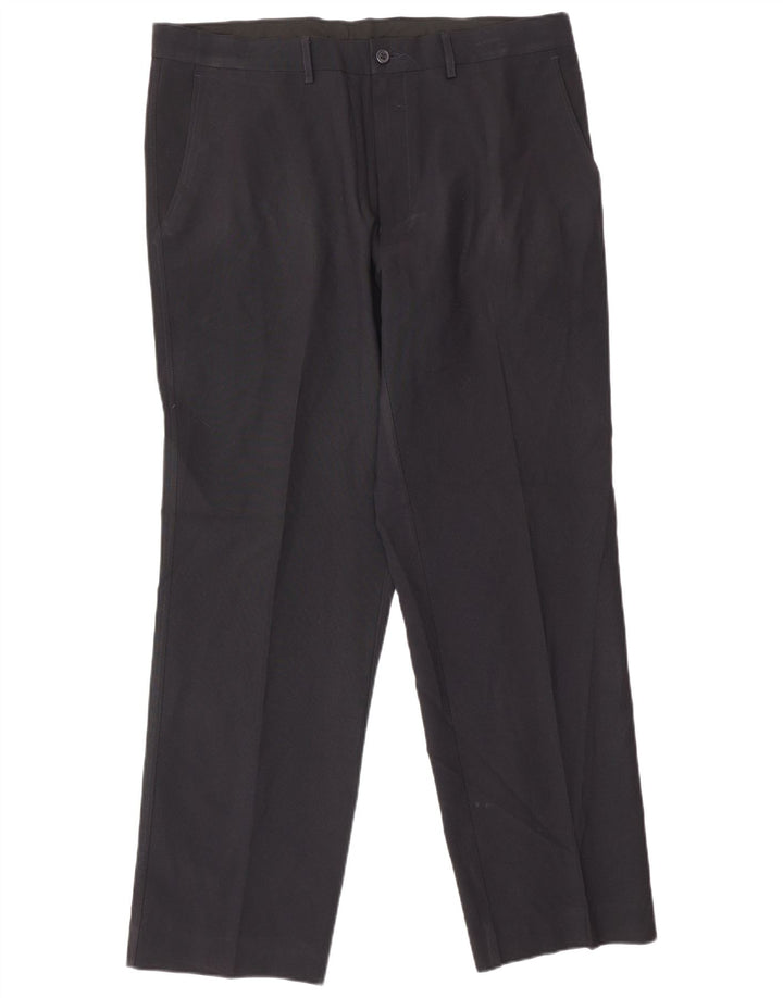 Marks & Spencer Mens Straight Suit Trousers W36 L31 Navy Blue Polyester