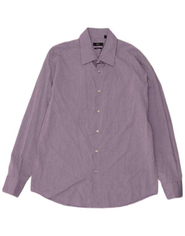 Hugo Boss Mens Regular Fit Shirt Size 44 17 1/2 XL Purple Cotton