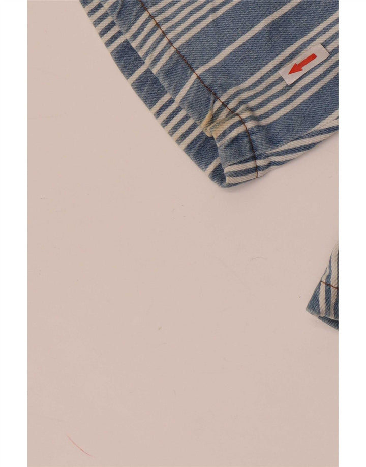Vintage Womens Dungarees Shorts W28 Medium Blue Striped