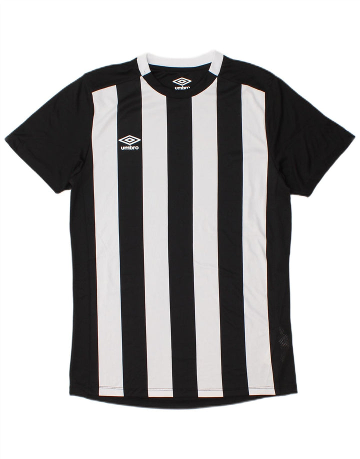 Umbro Mens T-Shirt Top Small Black Striped Polyester