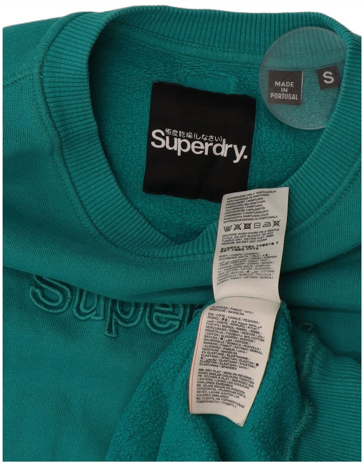 SUPERDRY Mens Graphic Sweatshirt Jumper Small Turquoise Cotton