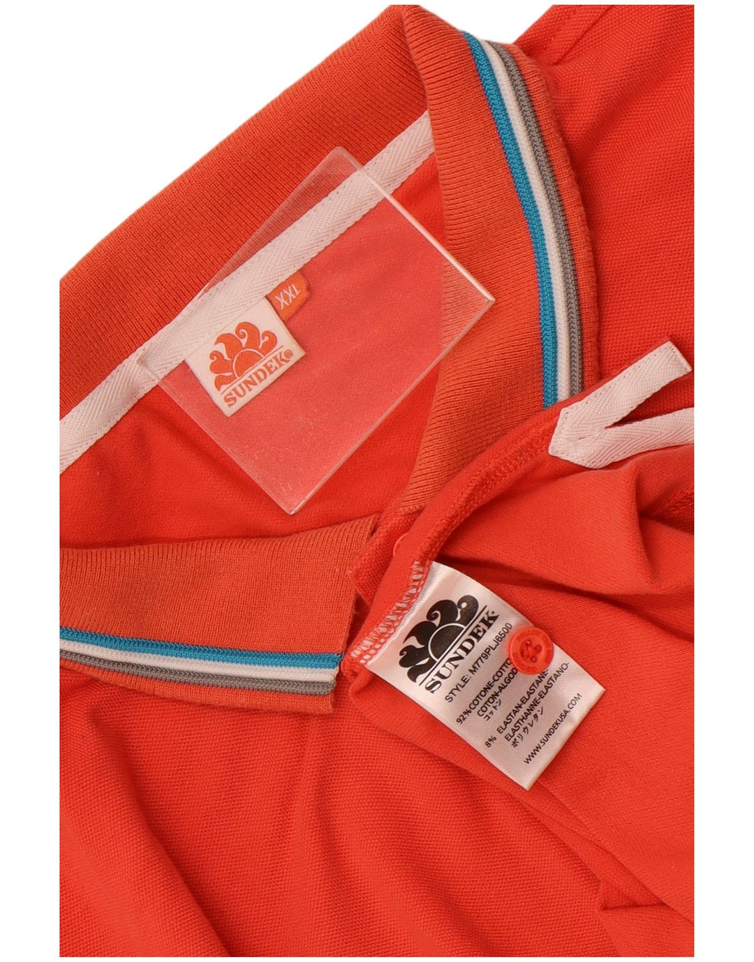 Sundek Mens Polo Shirt 2XL Orange Cotton