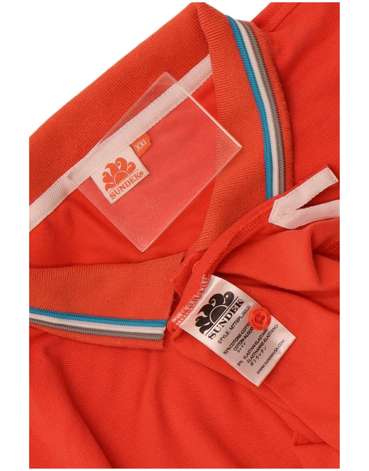 Sundek Mens Polo Shirt 2XL Orange Cotton