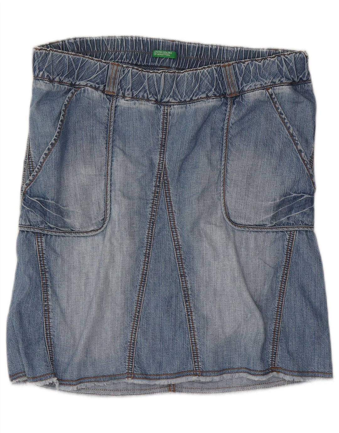 Benetton Womens Denim Skirt Small W34 Blue Cotton