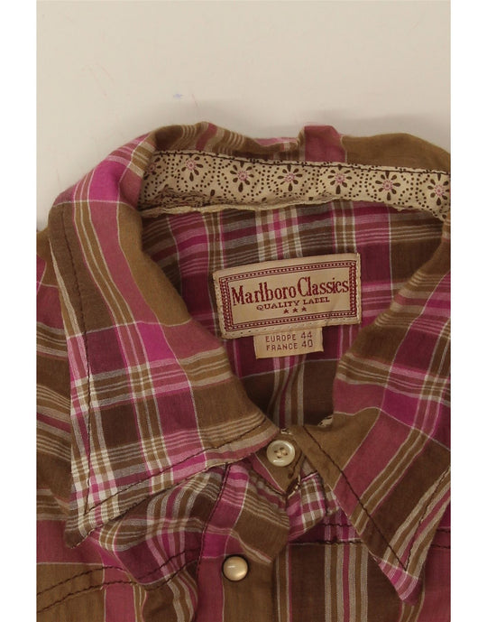 MARLBORO CLASSICS Womens Short Sleeve Shirt EU 44 XL Brown Check