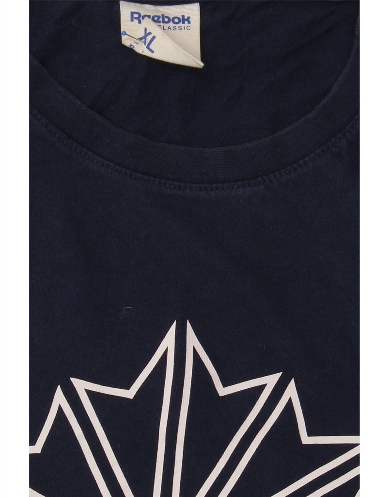REEBOK Mens Graphic T-Shirt Top XL Navy Blue Cotton Vintage Reebok and Second-Hand Reebok from Messina Hembry 