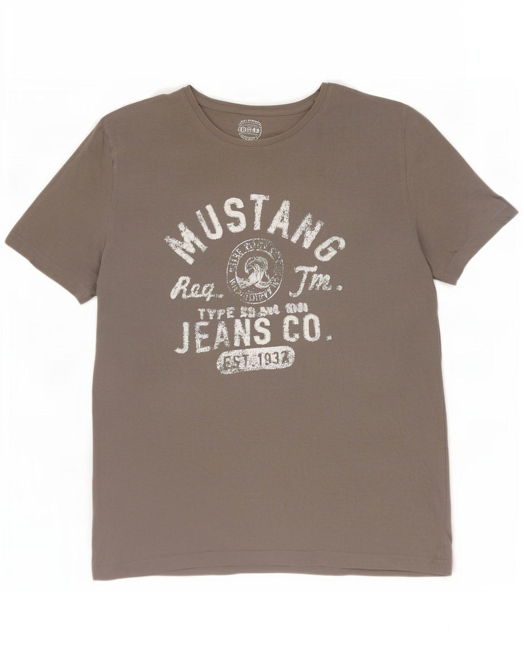 Mustang Mens Graphic T-Shirt Top XL Grey Cotton