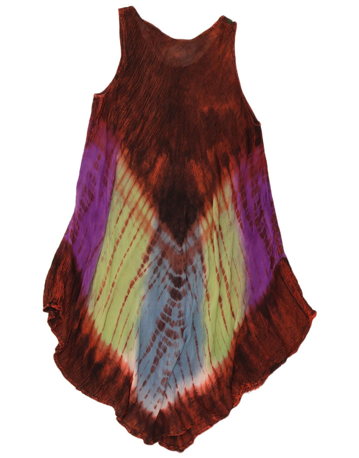 Vintage Womens Sleeveless Asymmetrical Dress One Size Multicoloured Tie Dye