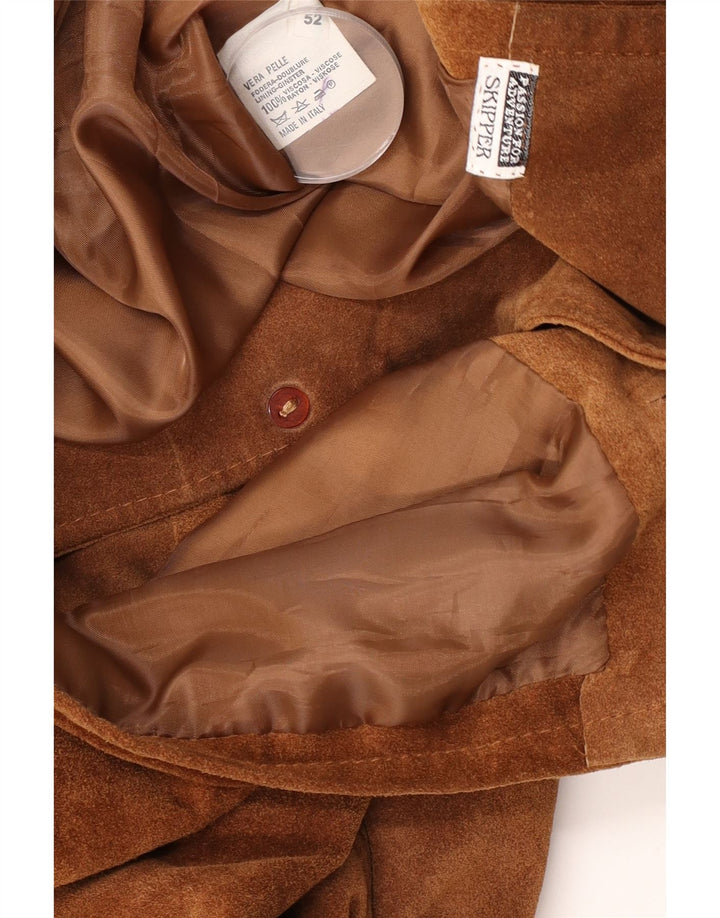 Vintage Mens Suede Jacket IT 52 XL Brown Leather