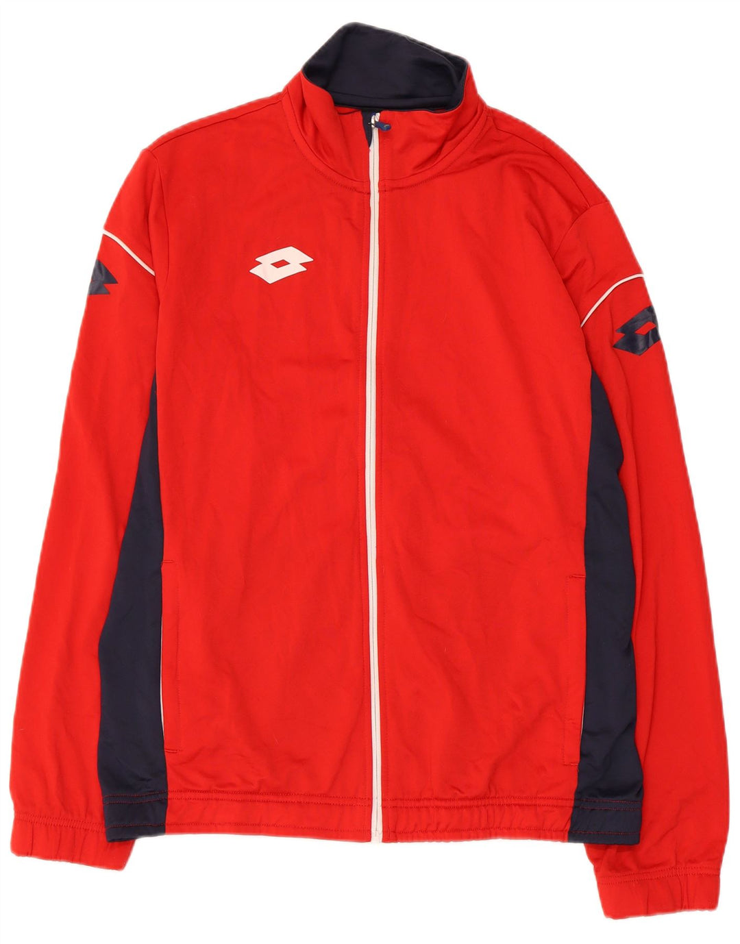 LOTTO Mens Graphic Tracksuit Top Jacket Medium Red Colourblock Polyester