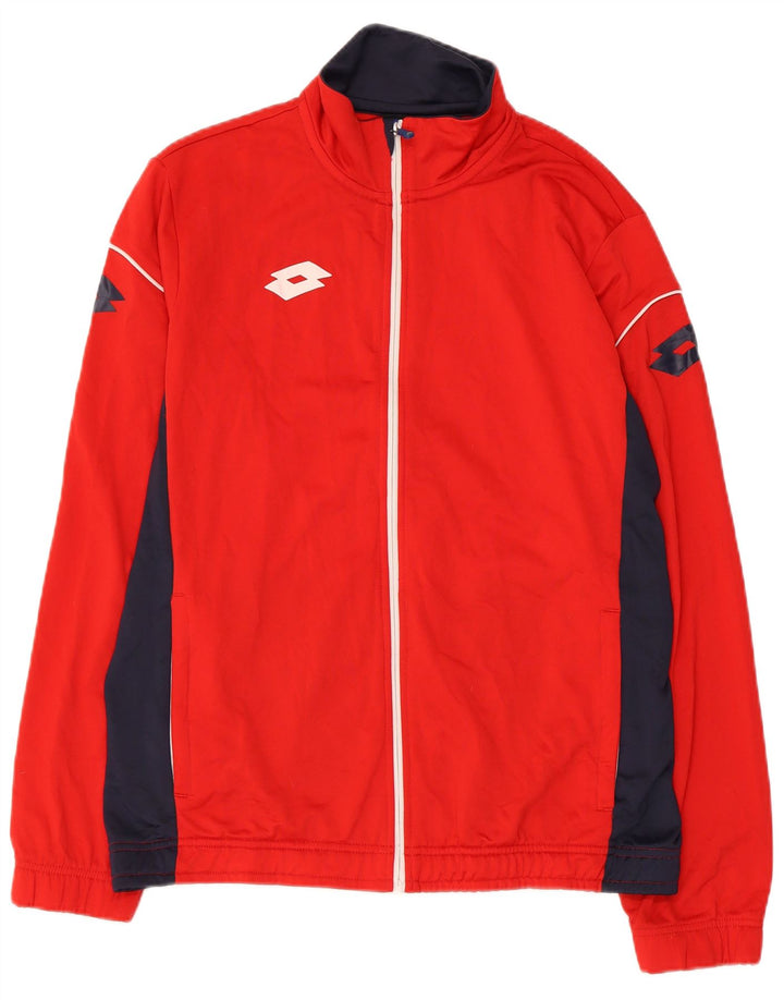 LOTTO Mens Graphic Tracksuit Top Jacket Medium Red Colourblock Polyester