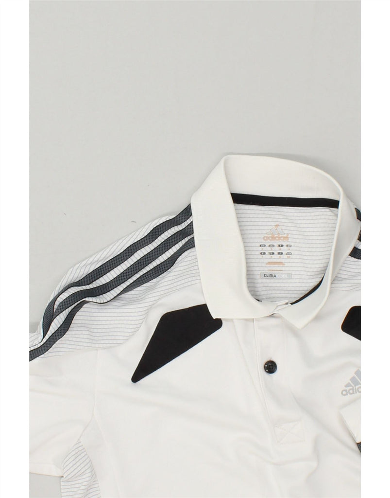 ADIDAS Mens Climacool Graphic Polo Shirt Small White Polyester | Vintage Adidas | Thrift | Second-Hand Adidas | Used Clothing | Messina Hembry 