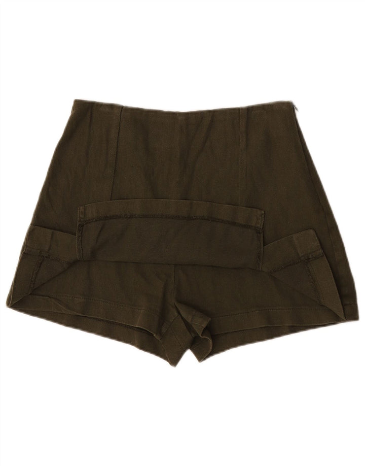 Zara Womens Hot Pants XS W24 Khaki Cotton