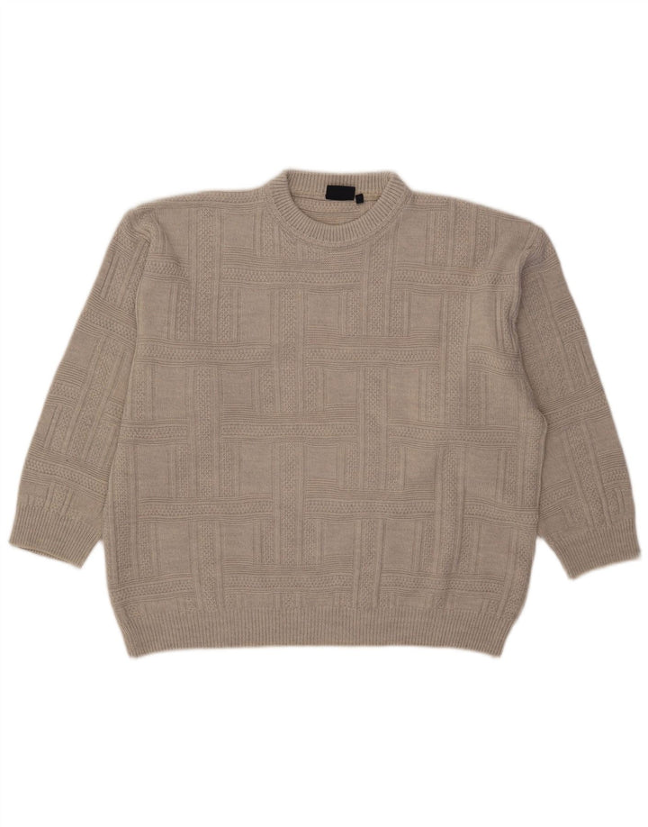 Nick Taylor Mens Crew Neck Jumper Sweater XL Grey Acrylic