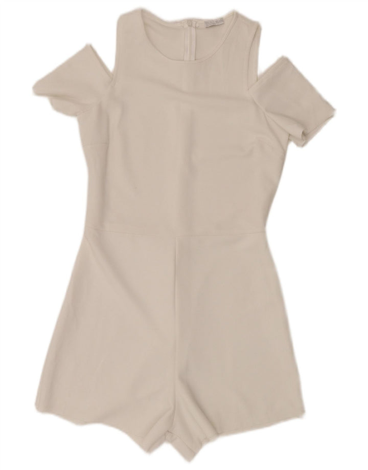 ZARA Womens Short Sleeve Playsuit UK 8 Small W28  White