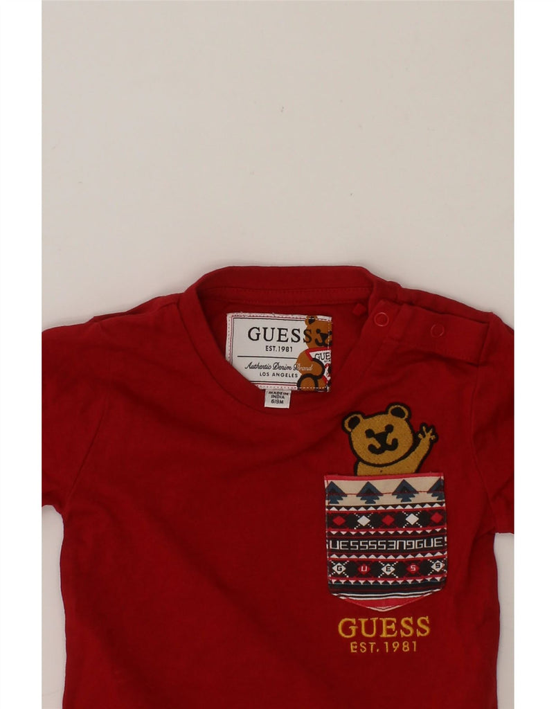 GUESS Baby Boys Graphic Top Long Sleeve 6-9 Months Red Cotton Vintage Guess and Second-Hand Guess from Messina Hembry 