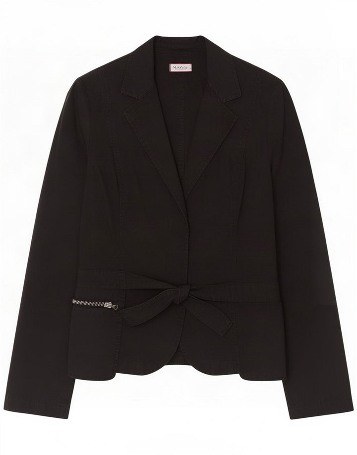 Max & Co. Womens Front Tie Blazer Jacket UK 12 Medium Black Cotton