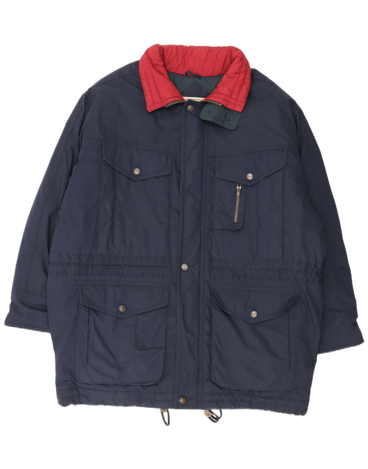 Conte Massimo Mens Padded Jacket IT 56 3XL Navy Blue Colourblock Cotton