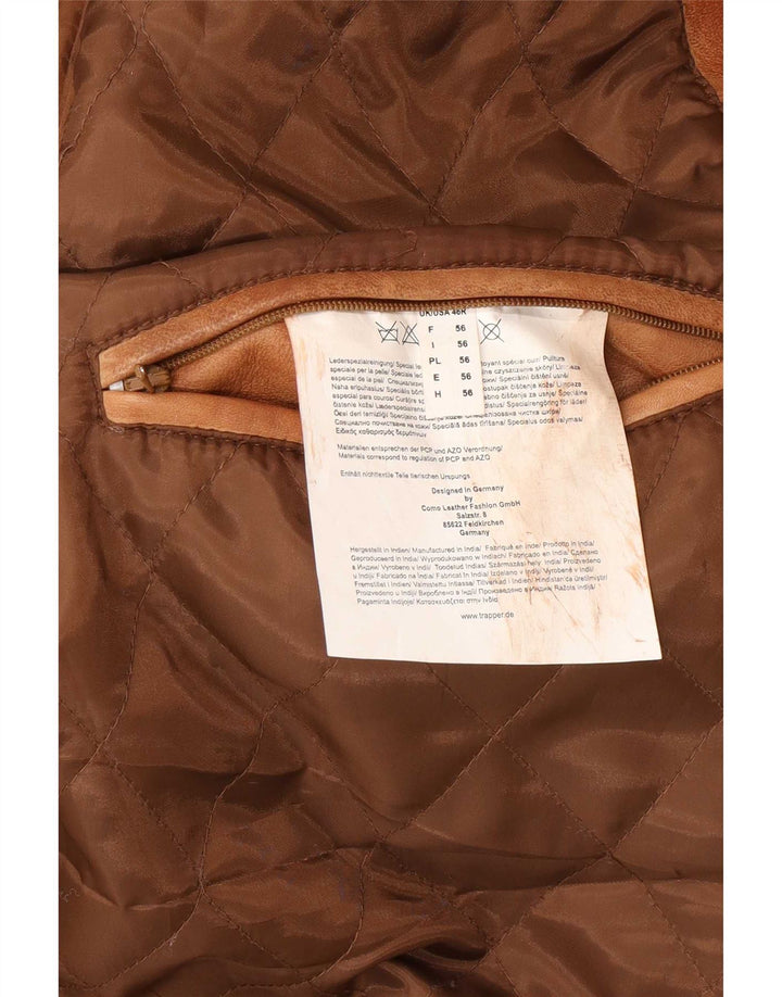 Trapper Mens Leather Jacket IT 56 3XL Brown Leather