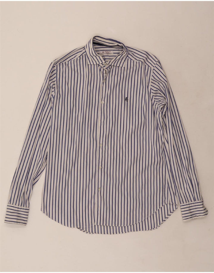 SIVIGLIA Mens Shirt Medium Blue Striped Cotton