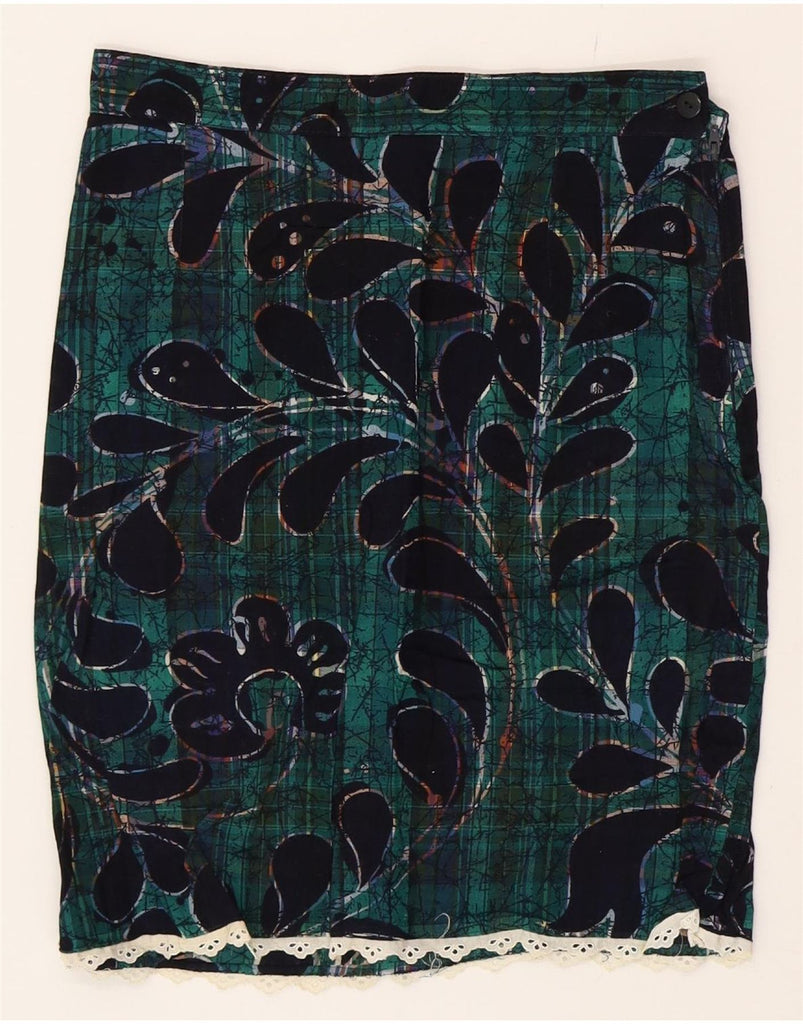 BENETTON Womens Pencil Skirt IT 44 Medium W28 Green Paisley Cotton Vintage Benetton and Second-Hand Benetton from Messina Hembry 