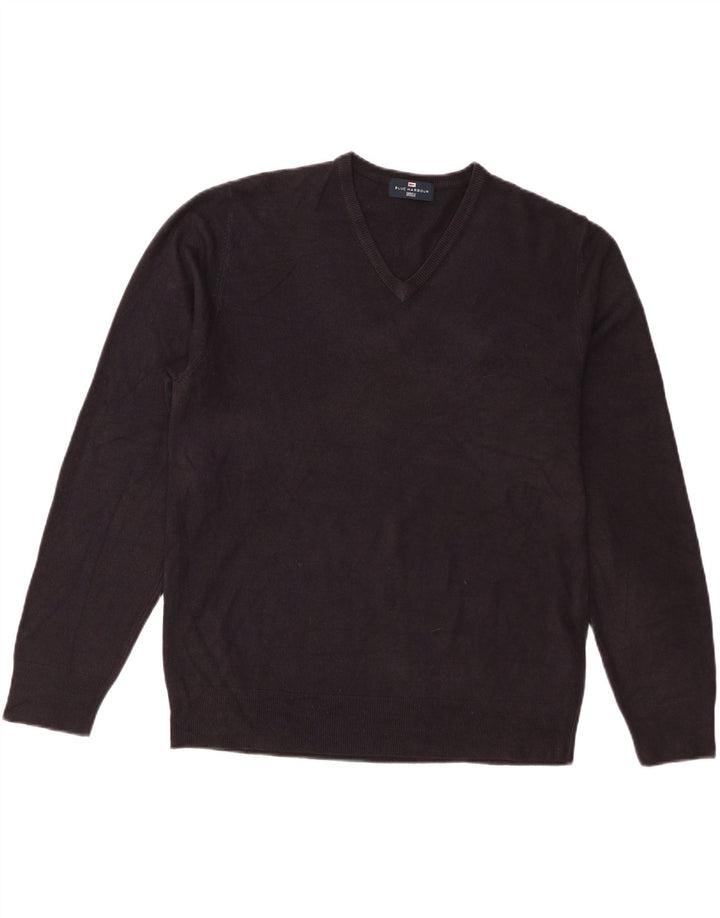 Marks & Spencer Mens Blue Harbour V-Neck Jumper Sweater Large Navy Blue
