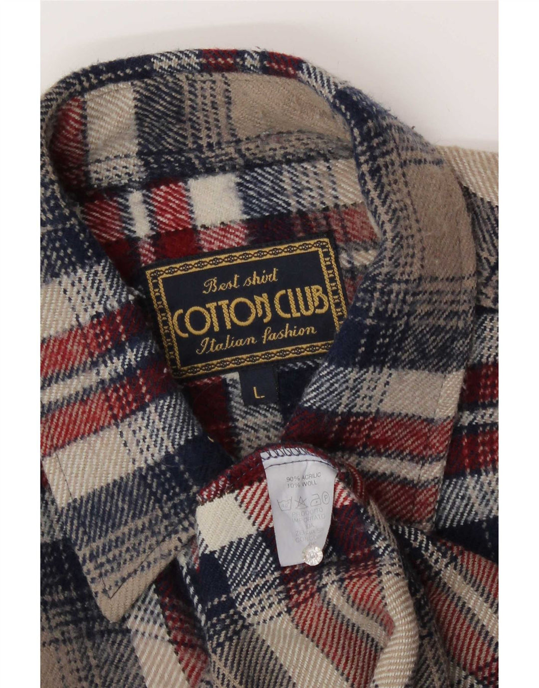 Cotton Club Mens Overshirt Shirt Large Multicoloured Check Acrylic