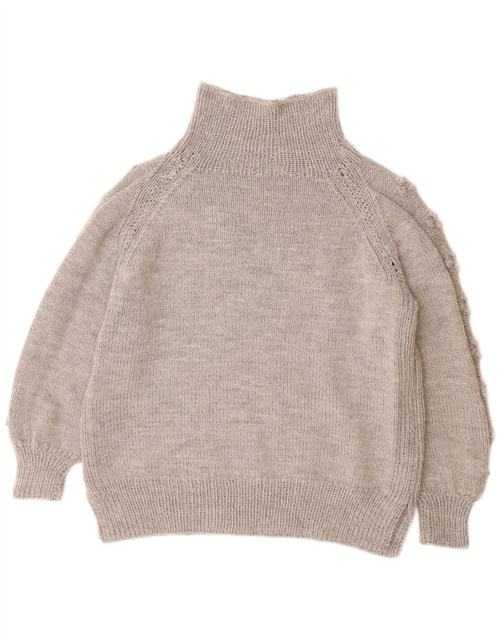 VINTAGE Womens Roll Neck Jumper Sweater UK 14 Large Grey