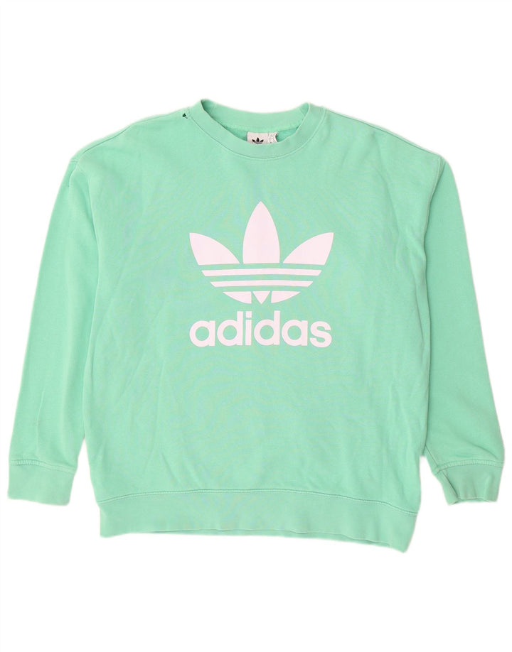ADIDAS Womens Oversized Graphic Sweatshirt Jumper UK 12 Medium Green