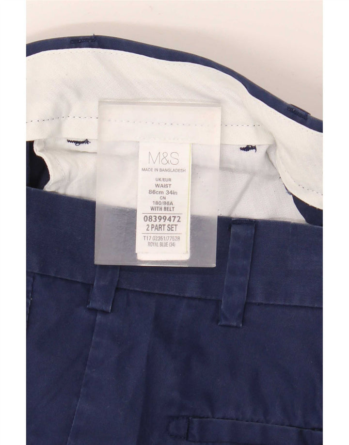 Marks & Spencer Mens Chino Shorts W34 Large Blue Cotton