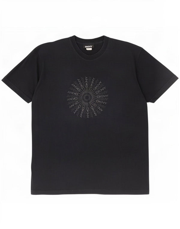 Dkny Mens Graphic T-Shirt Top Large Black Cotton