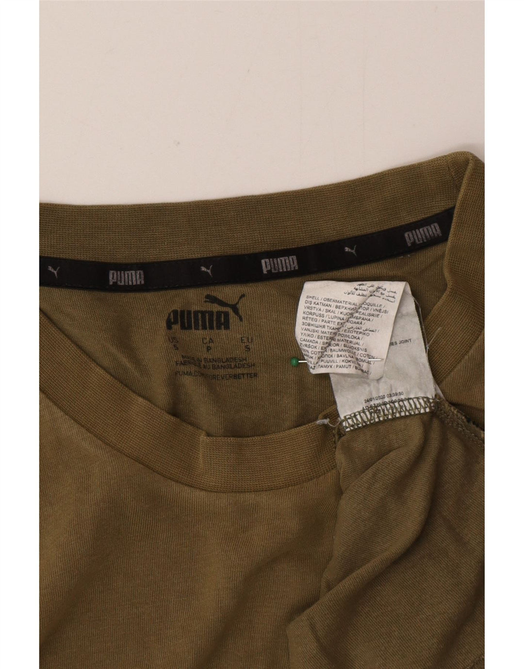 Puma Mens Graphic T-Shirt Top Small Khaki Cotton