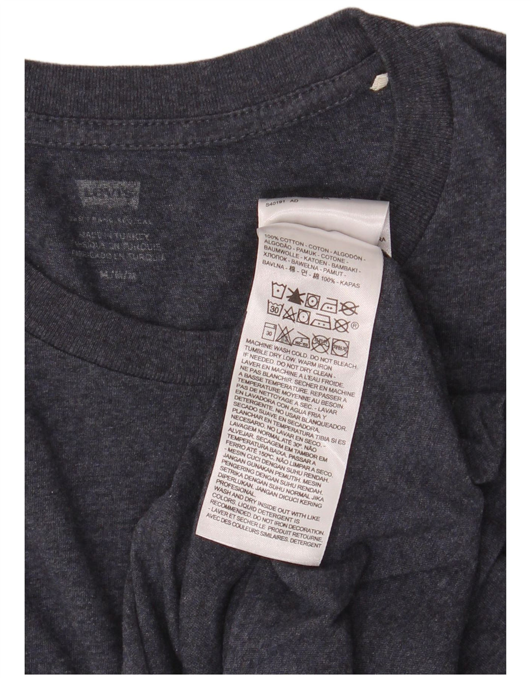 Levi's Mens T-Shirt Top Medium Navy Blue Flecked Cotton