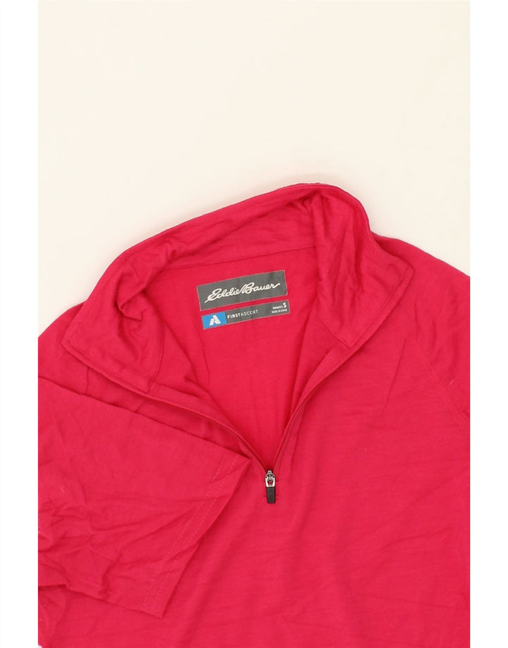 EDDIE BAUER Womens Zip Neck Pullover Tracksuit Top UK 10 Small Pink Wool Vintage Eddie Bauer and Second-Hand Eddie Bauer from Messina Hembry 
