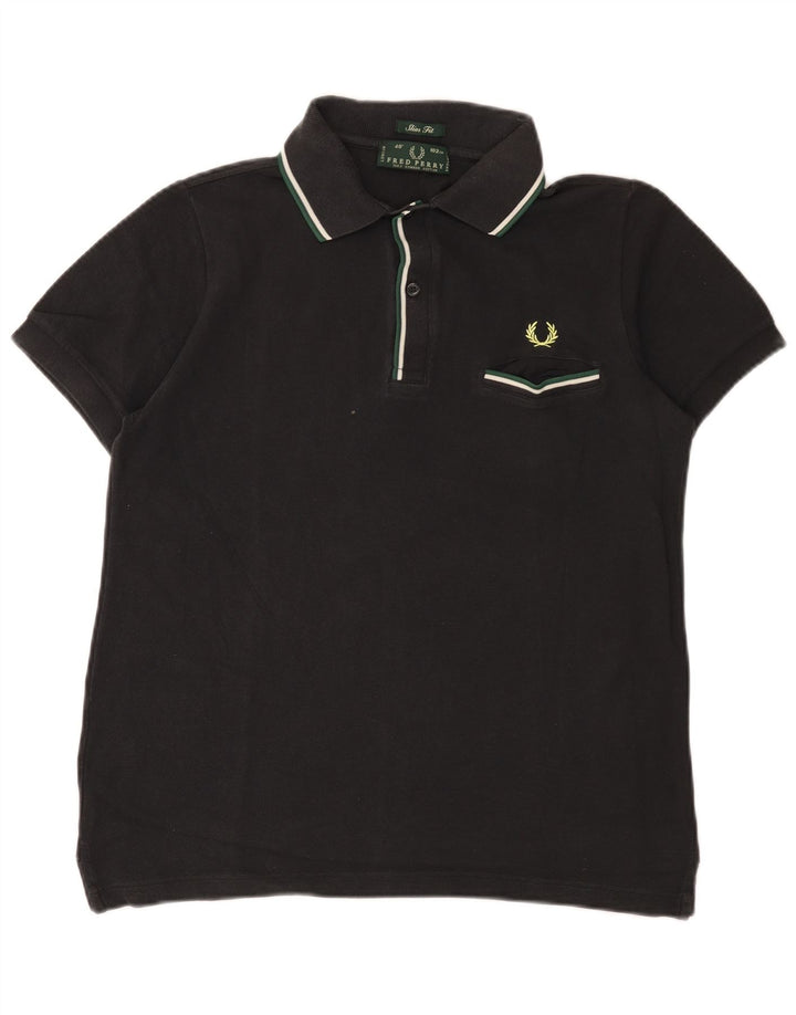 Fred Perry Mens Slim Fit Polo Shirt Medium Black Cotton