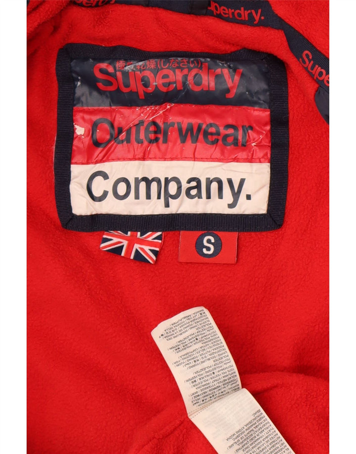 Superdry Mens Hooded Padded Jacket UK 10 Small Navy Blue Colourblock