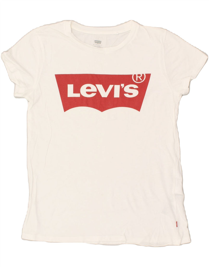 LEVI'S Womens Graphic T-Shirt Top UK 10 Small White Cotton | Vintage Levi's | Thrift | Second-Hand Levi's | Used Clothing | Messina Hembry 