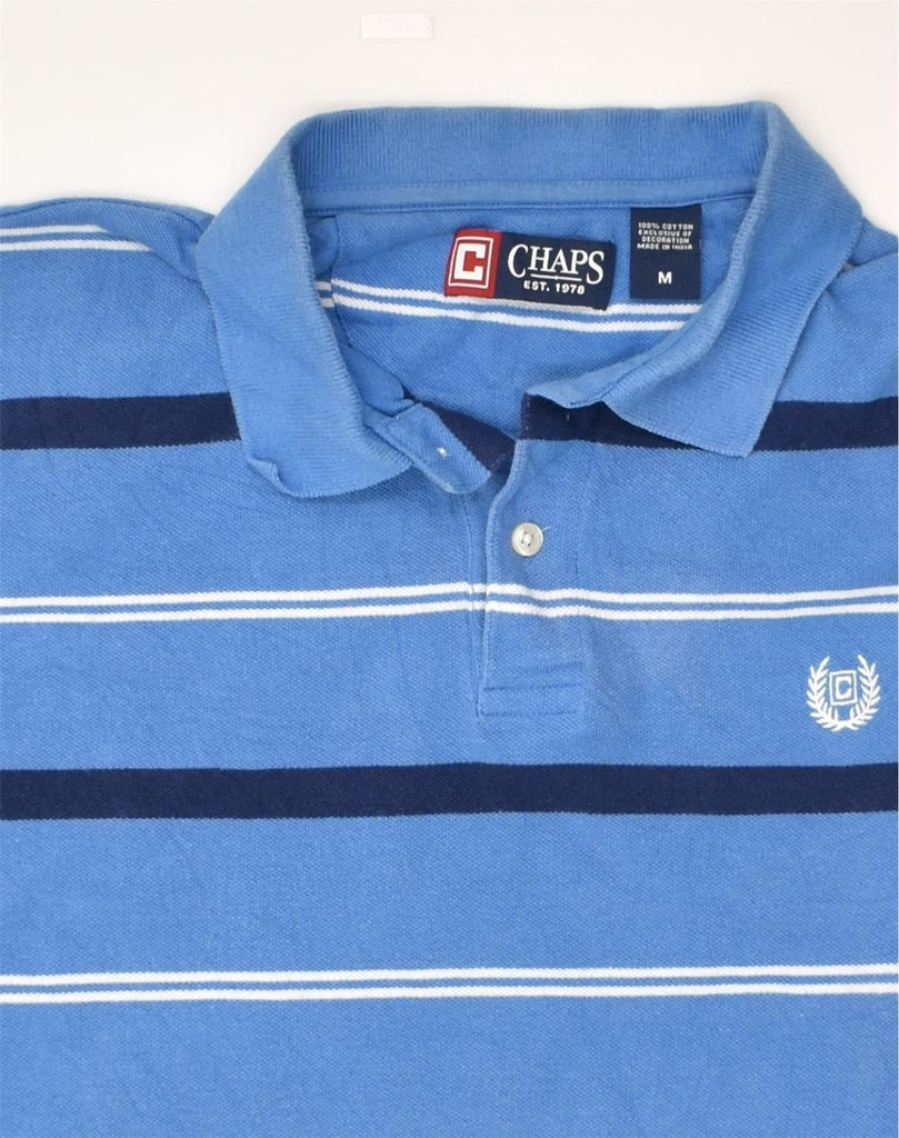 CHAPS Mens Polo Shirt Medium Blue Striped Cotton | Vintage Chaps | Thrift | Second-Hand Chaps | Used Clothing | Messina Hembry 